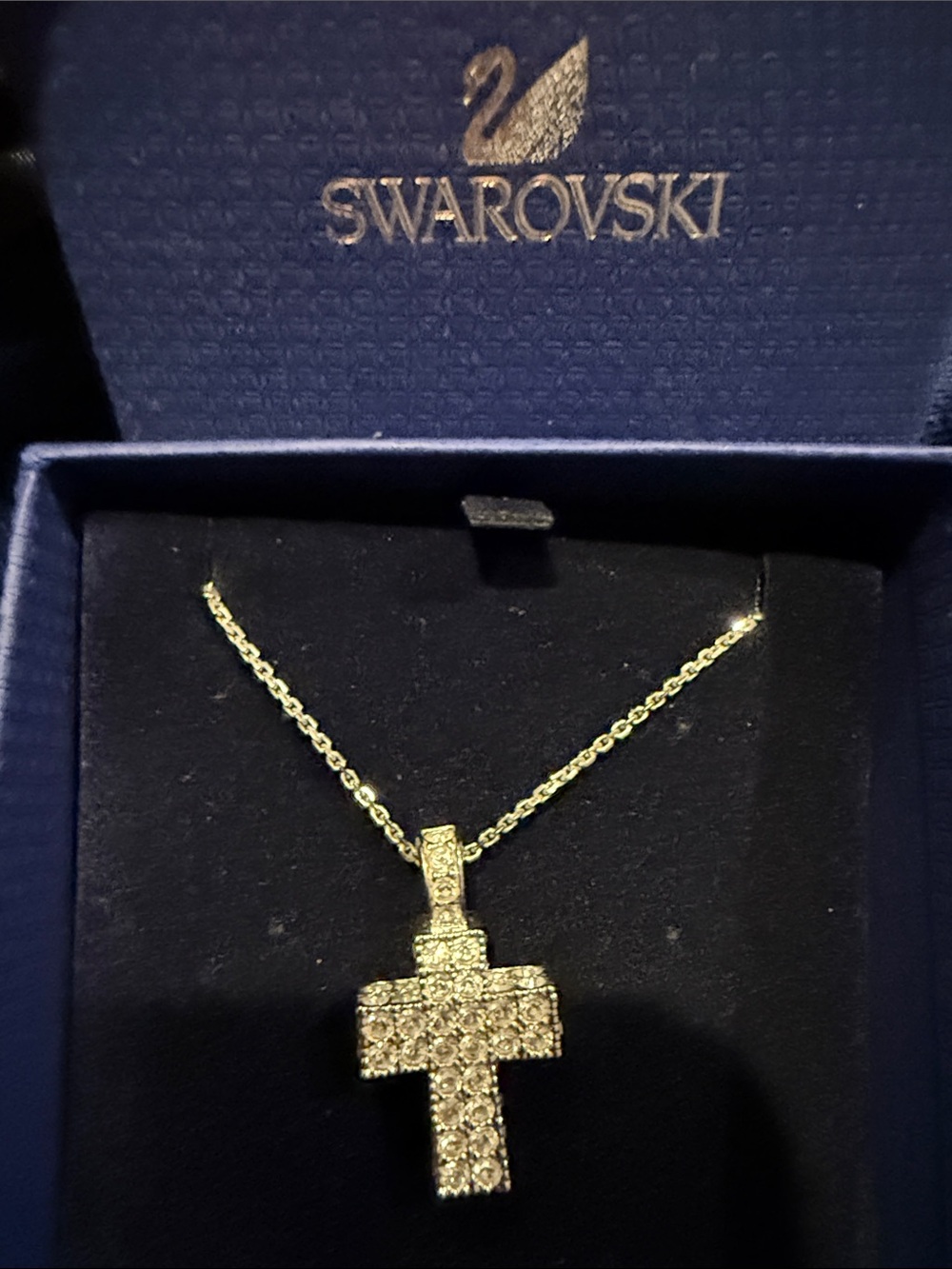 Swarovski Crystal Cross Pendant Necklace. NIB